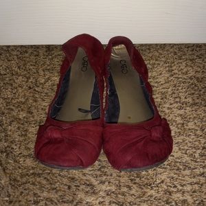 Cato brand burgandy elastic backed  flats. size 8